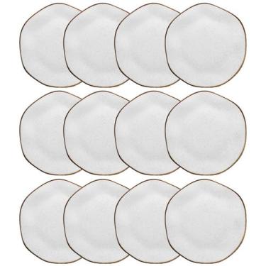 Imagem de Kit Jogo 12 Pratos Sobremesa Oxford Ryo Maresia Porcelana 21,5 cm