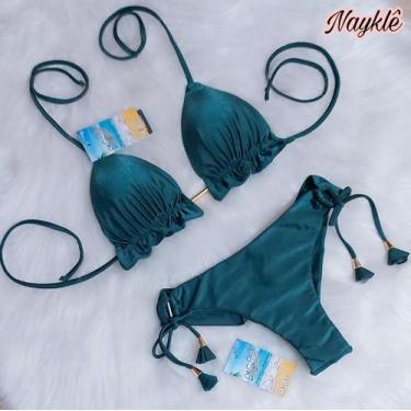 Imagem de Biquini Cortininha com Calcinha Fio Duplo - Nayklê Moda Praia , Verde 