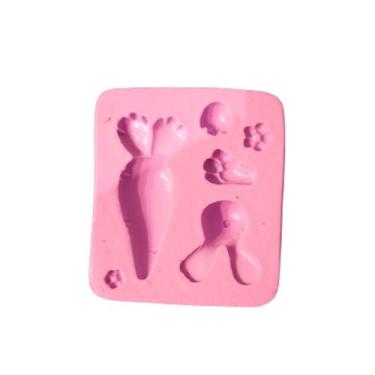 Imagem de F972 molde de silicone coelho cenoura confeitaria biscuit - confeitari