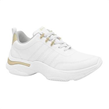 Imagem de Tênis Moda Feminino Casual Ramarim Branco E Dourado, Branco, 37