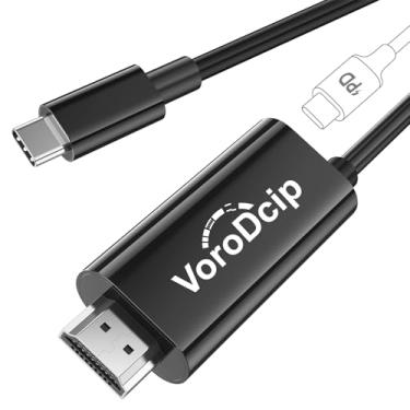 Imagem de VoroDcip Cabo HDMI USB C de 2 metros com porta de carregamento, cabo 4K @60Hz tipo C para HDMI com entrega de energia PD de 140 W para monitor HDTV SteamDeck MacBook iPhone 16/15 Series Galaxy S23/S24