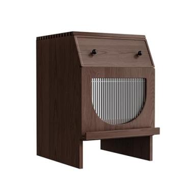 Imagem de YANIR-137 Organizador de vassoura de armário de armazenamento de madeira maciça vassoura robótica prateleira de robô aparador armário de armazenamento de sala de estar rack de armazenamento (nogueira