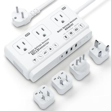 Imagem de Adaptador conversor de voltagem de 220 V a 110 V: transformador de tomada de extensão de viagem internacional dos Estados Unidos para a Europa, secador de cabelo elétrico de 2000 W, conversores de