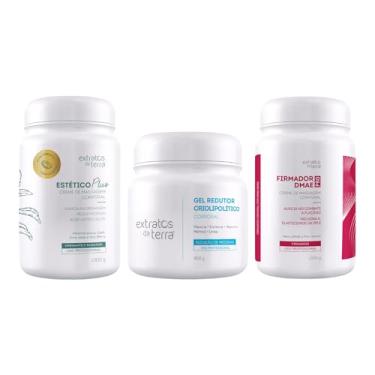 Imagem de Kit Creme de Massagem Profissional Gel Criolipolítico 450g + Creme Drenante Redutor Estético Plus + Creme Firmador DMAE Pro – Redução de Medidas, Firmeza e Drenagem Linfática