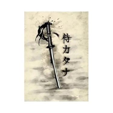 Imagem de Pôsteres De Arte De Parede De Samurai Japonês Moderno, Preto E Branco,