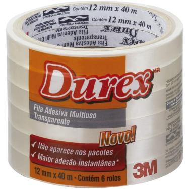 Imagem de Fita Adesiva Durex 12mm x 40m - Pacote c/6 - Transparente - 3M