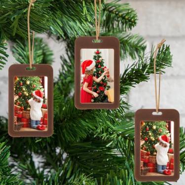 Imagem de Bucherry 12 peças de enfeites de árvore de Natal de veludo flocado, enfeites festivos para pendurar e enfeitar, porta-retratos de acrílico, frente e verso, decoração de Natal para festas de fim de ano