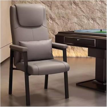 Imagem de Cadeiras De Escritório Com Apoio Lombar, Cadeiras Ergonômicas De Encosto Alto Com Almofada Acolchoada, Poltronas De Couro Cadeira De Sotaque Cadeiras De Banheira Modernas P, Grey, One Size