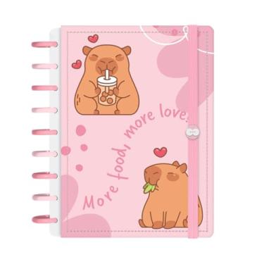 Imagem de Caderno de Disco Inteligente Iscool M+ Capivibes Love Rosa
