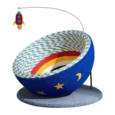 Imagem de Whtkoph Arranhador para Gatos, Tigela de Mola Interativa, Cama para Gatos, Brinquedo para Ambientes Internos E Tapete Arranhador para Perseguir, Base cinza claro
