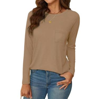 Imagem de Túnica feminina NEYOUQE, manga comprida, folgada, caqui M