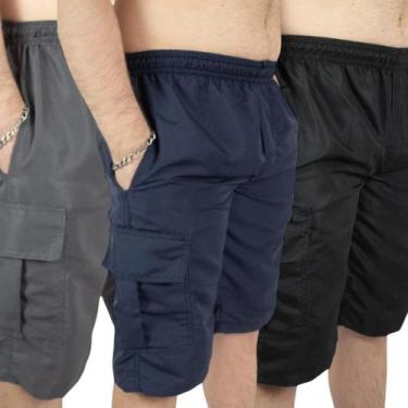 Imagem de Kit 3 Bermuda Cargo Masculina de Tactel G5 ao G8 Short Plus Size - Rep