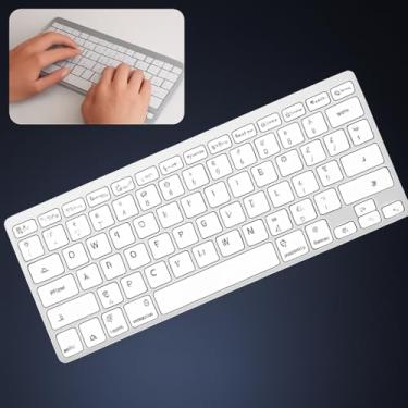 Imagem de Teclado Sem fio Bluetooth e Receptor USB 2.4GHz ABNT2 Padrão Brasileiro Com tecla "Ç" Teclado para Tablet e Celular, Android e iOS para Notebook (Branco)