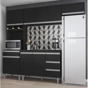 Imagem de Cozinha Modulada Completa Andréia 240 cm Com tampo Preto AJL