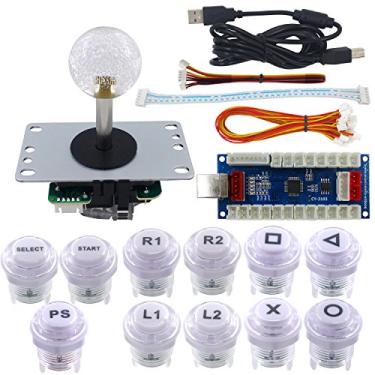 Imagem de SJ@JX Arcade Game Stick DIY Kit Buttons with Logo 8 Way Joystick USB Encoder Cable Controller for PC PS3 PS2 MAME Raspberry Pi White