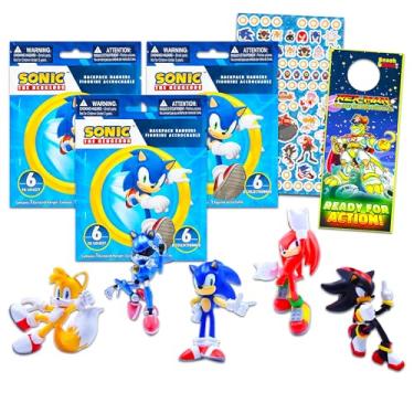 Imagem de Sonic The Hedgehog Keychains Set - Sonic Party Supplies Bundle with 3 Sonic Blind Bags with Figural Backpack Hangers Plus Stickers, More | Sonic The Hedgehog Party Favors