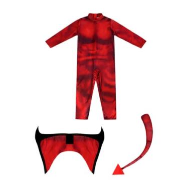 Imagem de UxicRuya Fantasia de Macacão de Halloween, Fantasia de Halloween para Dramatização, Acessórios para Fotos de Festa, Vermelho, M