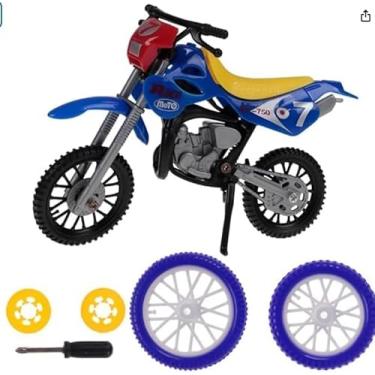 Imagem de Moto de Dedo, Bicicleta de Brinquedo, Azul e Vermelho, com Rodas Extras