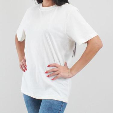 Imagem de Camiseta Oversized Feminina - Estampa Lisa - Ju Ribeiro Ind, Branco, M