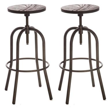 Imagem de Kit 2 Banquetas Giratória ANM6676B Parafuso Anima Office em Metal Base Fixo Assento Giratório Madeir