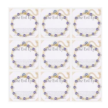 Imagem de MOZAKA 9 pulseiras femininas com olho turco, banhado a ouro 18 K, multicoloridas, pulseira de proteção, amuleto ojo turco, joias da sorte, presentes com cartão de significado, Large, Aço inoxidável