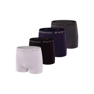 Imagem de Kit Com 4 Cuecas Box Masculina Trifil Sem Costura Microfibra Lisa Bási