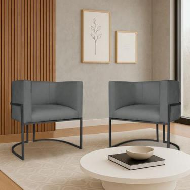 Imagem de Kit 2 Poltronas Dália Luxo Moderna Estofada Design Sofisticado com Bas