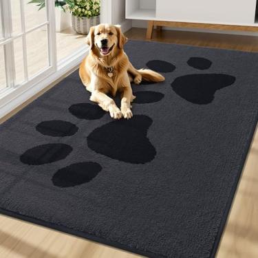 Imagem de Buganda Tapete de porta de cachorro para patas enlameadas, capachos absorventes laváveis para ambientes internos, tapete de lama antiderrapante de perfil baixo para cães, capacho de entrada frontal