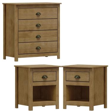 Imagem de Comoda 4 Gav e 02 Mesas de Cabeceira Madeira Maciça Freijo Milani Store