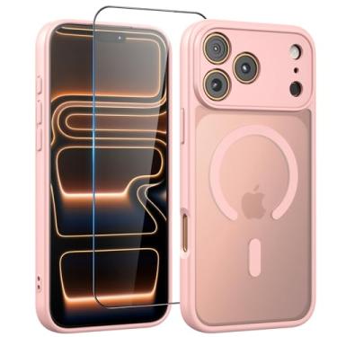 Imagem de Capa magnética para iPhone 17 Pro Max, [proteção contra quedas de grau mil] [compatível com Magsafe] [protetor de tela] Capa protetora fina translúcida fosca TPU PC para homens e mulheres