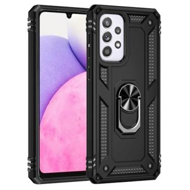 Imagem de SORAKA Capa para Samsung Galaxy A33 5G com suporte para anel Capa Slim Fit de TPU macio Capa Samsung Galaxy A33 5G com placa de metal para suporte magnético de telefone para carro