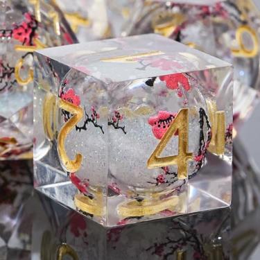 Imagem de DND Resin Dice Plum Blossom Liquid Core Dice Set Liquid Core Polyhedral RPG DND Dice Set with Gift Box, Dungeons and Dragons D&d Dice for Role Playing Table Game D20 D12 D10 D8 D6 D4