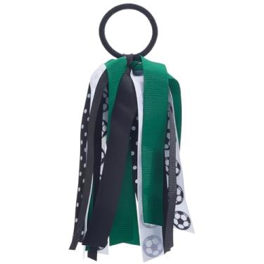 Imagem de CREATCABIN Suporte de rabo de cavalo de futebol, fita de pônei, fita de cabelo, verde, preta, elástica, tiras esportivas, elásticos de cabelo, acessórios de decoração de festa, presente para fãs de