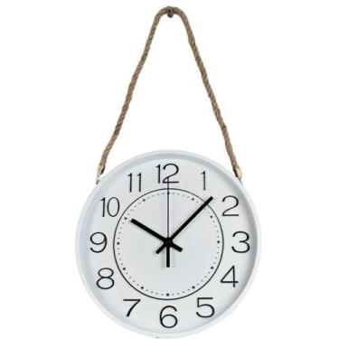 Imagem de Relógio Parede Moderno Redondo Serrano Branco Com Corda 30cm - Genéric