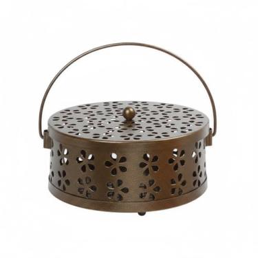 Imagem de Suporte de bobina de mosquito resistente ao calor, suporte de incenso de ferro redondo com alça, suporte de incenso para casa, ao ar livre, escritório
