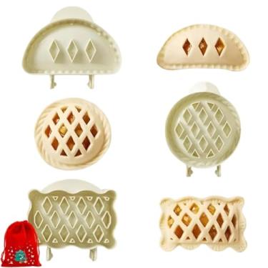 Imagem de Moldes para mini tortas de férias, prensa e cortador de torta à mão para assar, maçã, abóbora, flocos de neve, formas de bolota, para festas de Natal de Halloween (3 peças-C)