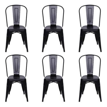 Imagem de Kit 6 Cadeiras Titan em Aço com Pintura Epóxi Preta
