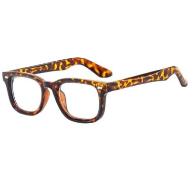 Imagem de HPIRME Óculos de armação pequena de luxo feminino com rebite masculino vintage punk uv400 (leopardo)