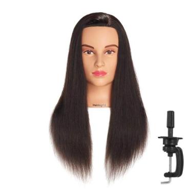 Imagem de Mannequin Head Hairingrid 100% Human Hair 20-22 polegadas em preto