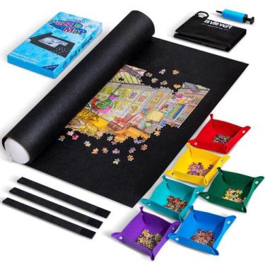 Imagem de Puzzle Mat Roll Up Lavievert com 6 bandejas de classificação de cores,