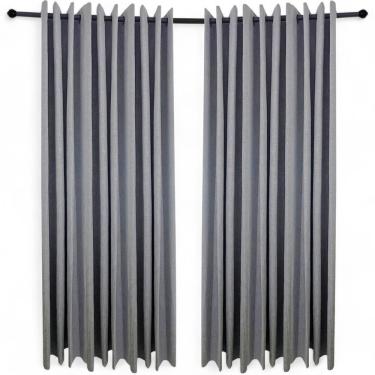 Imagem de Cortina Blackout Linho Vedação 100% Poliéster 300x220m Cinza