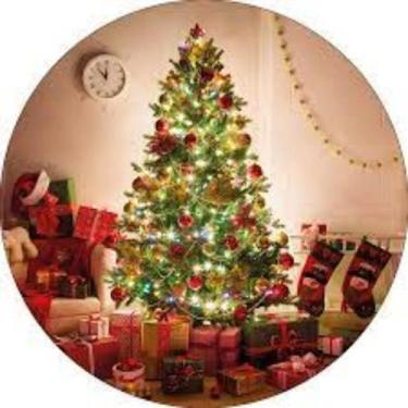 Imagem de Painel Redondo Natalino Capa Estampada De Árvore De Natal Decoração Pa