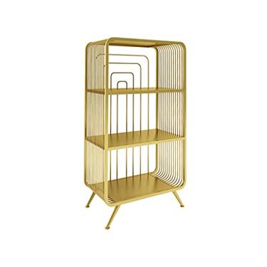 Imagem de Suporte de impressão, suporte de impressora de ferro forjado, prateleira de arquivos, estante de livros, escritório, casa, cozinha, quarto, mesa de cabeceira (dourada) mesa de impressora (tamanho: B)