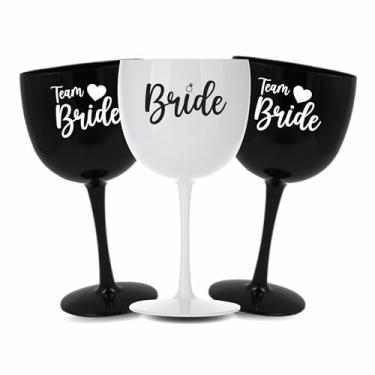 Imagem de Kit 12 Taças Gin Vodka 580ml Acrílica - Personalizadas Chá de lingerie despedida de solteira madrinhas Bride Noiva - Aloha (Preto - Bride)