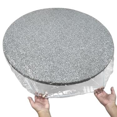 Imagem de Toalha de mesa redonda de vinil transparente com bordas elásticas, capa de plástico à prova d'água, à prova de óleo, ideal para mesas redondas de 172 a 182 cm