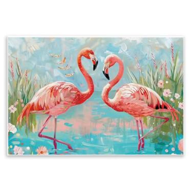 Imagem de Stupell Industries Arte moderna de placa de parede Flamingo Love, design por LSR Design Studio, 25 x 38 cm