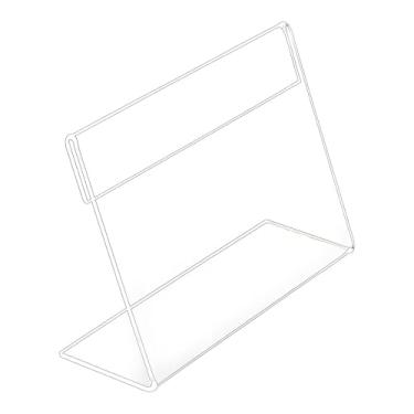 Imagem de Suportes de placa de acrílico transparente com encosto inclinado, suporte de exibição de mesa ajustável para escritório e negócios, rack de etiqueta de preço de loja de acrílico com encosto inclinado