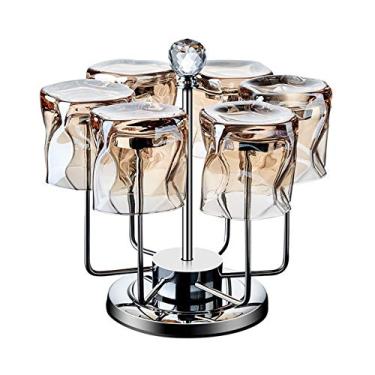 Imagem de Caneca de luxo conjunto de taças de vinho de alta qualidade leve luxo copo de vidro em forma de torção, usado para coquetel uísque suco cerveja, caneca de café resistente ao calor (cor: âmbar)