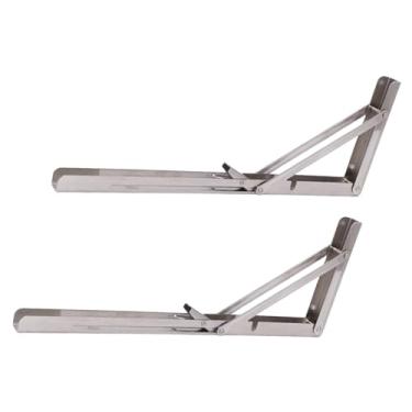 Imagem de IEUDNS 2 peças de suportes dobráveis ​​para mesa, ferragens de dobradiça triangulares resistentes, suporte de ângulo dobrável, faça você mesmo para cozinha, 16 Inch