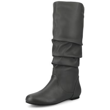 Imagem de Journee Collection Botas Femininas de Cano Médio, Cinza, 6.5